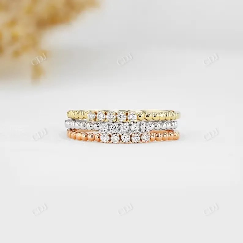 0.07CTW Lab Grown Diamond Thin Beaded Stackable Ring Band