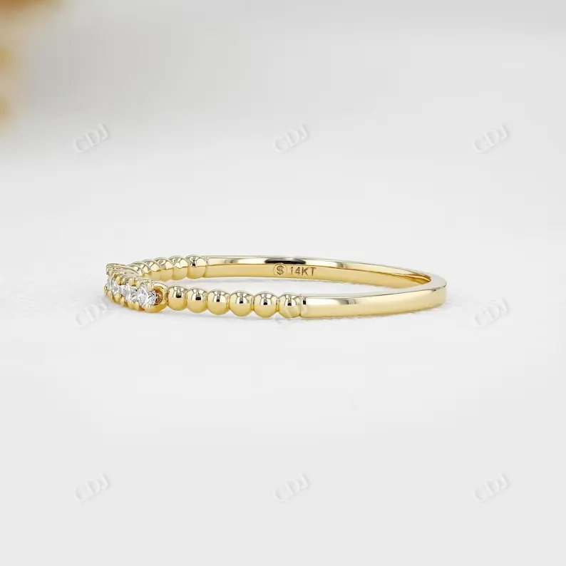 0.07CTW Lab Grown Diamond Thin Beaded Stackable Ring Band