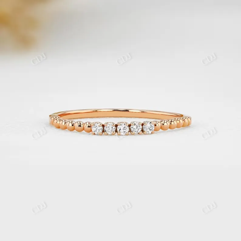 0.07CTW Lab Grown Diamond Thin Beaded Stackable Ring Band