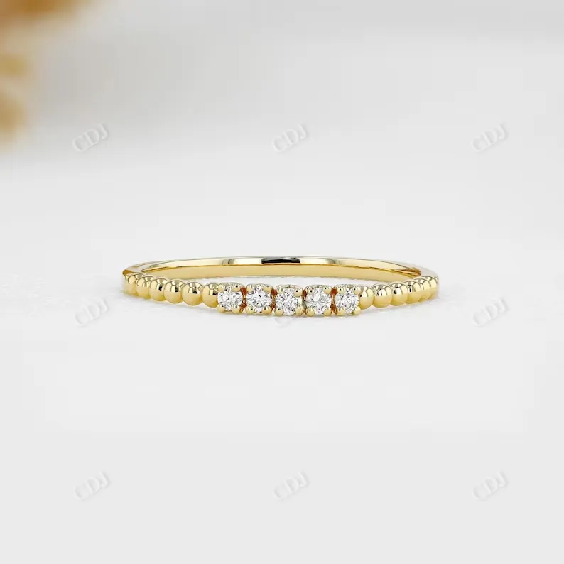 0.07CTW Lab Grown Diamond Thin Beaded Stackable Ring Band