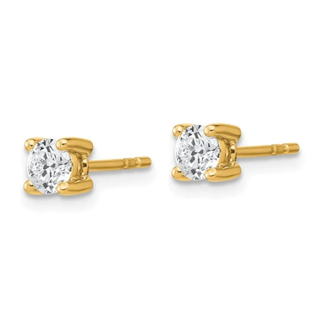 14k Gold Lab Diamond Round Solitaire Stud Earrings