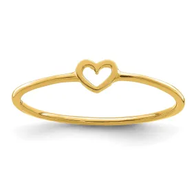 14K Real Yellow Solid Gold Heart Design Love Ring