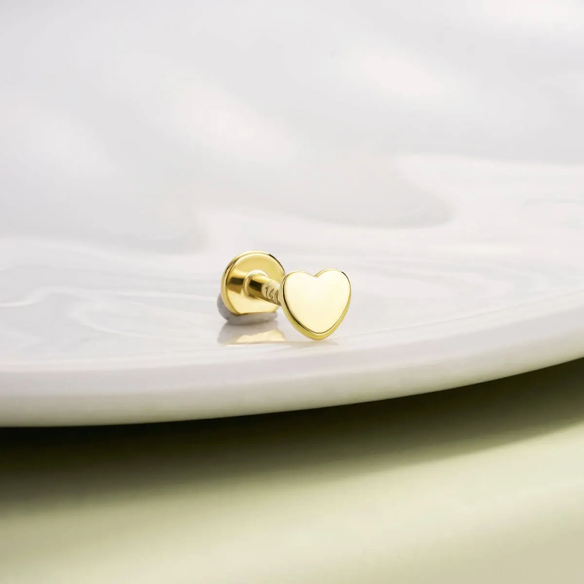 14K Solid Gold Flat Heart Shape Push Pin