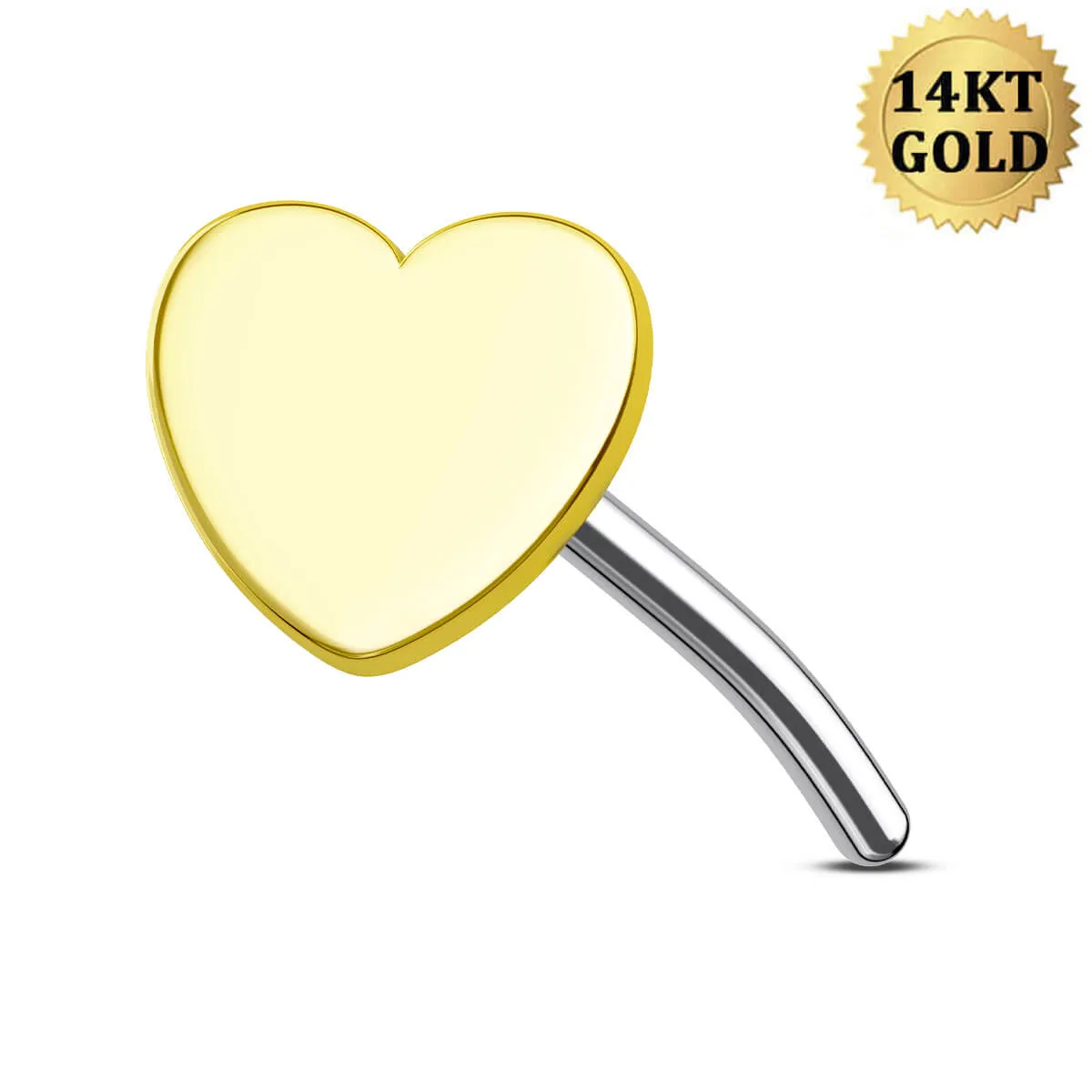 14K Solid Gold Flat Heart Shape Push Pin