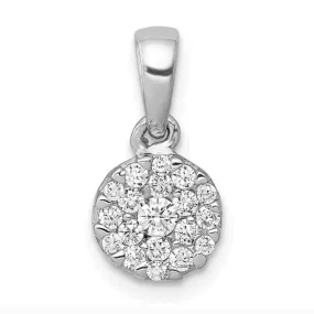 14K White Gold Lab Grown Diamond Circle Cluster Pendants