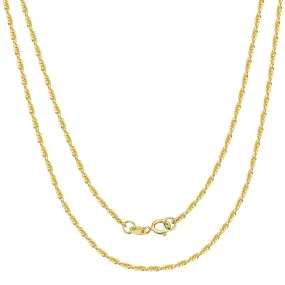 18K Yellow Gold Minimalist Rope Chain Necklace 1.5mm 18 INCH