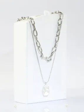 2 Pc Silver Chain Necklace