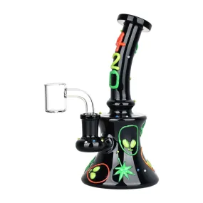 420 Alien Glow In The Dark Glass Dab Rig