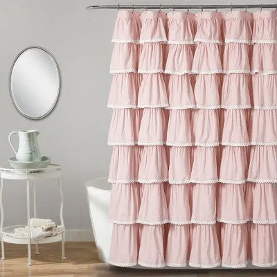 72"x72" Ruffle Kids' Shower Curtain Blush - Lush Décor