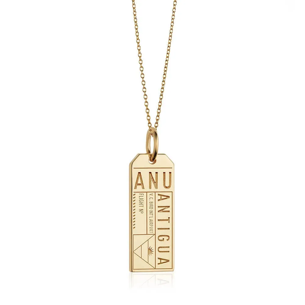 Antigua Caribbean ANU Luggage Tag Gold