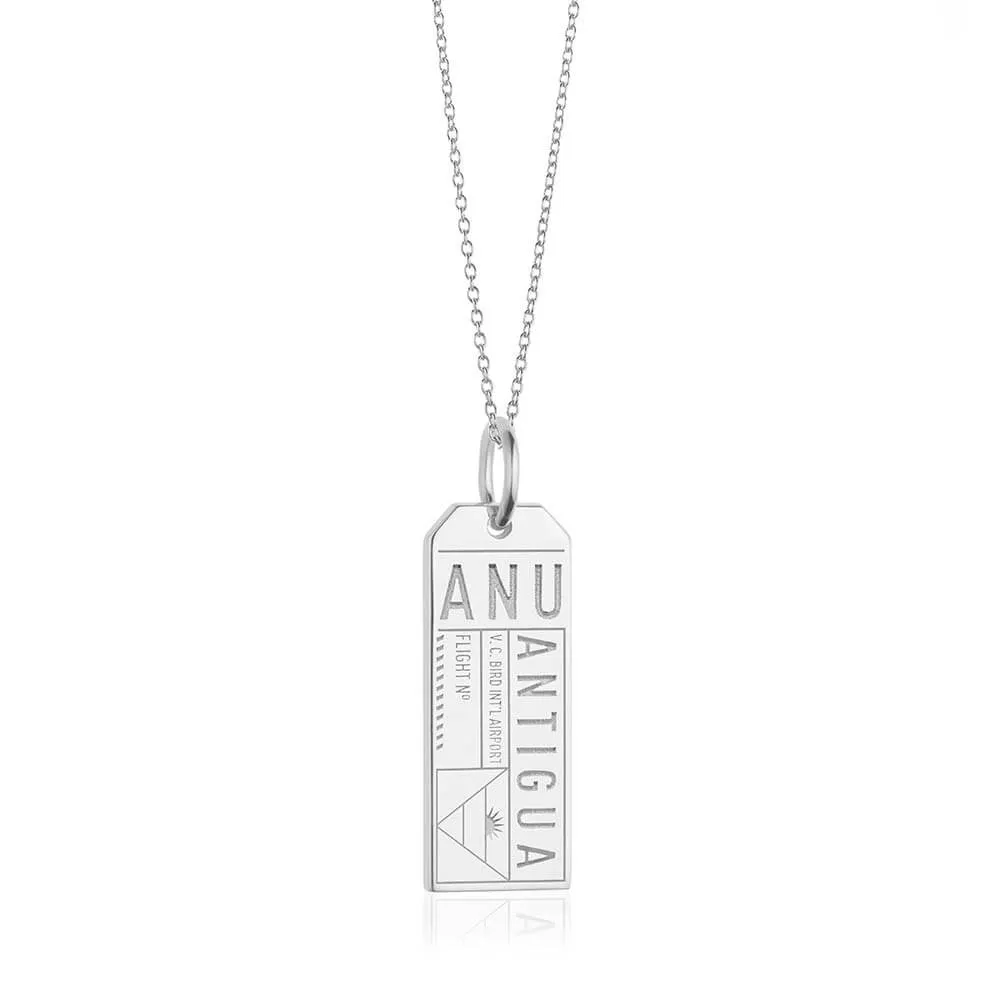 Antigua Caribbean ANU Luggage Tag Silver