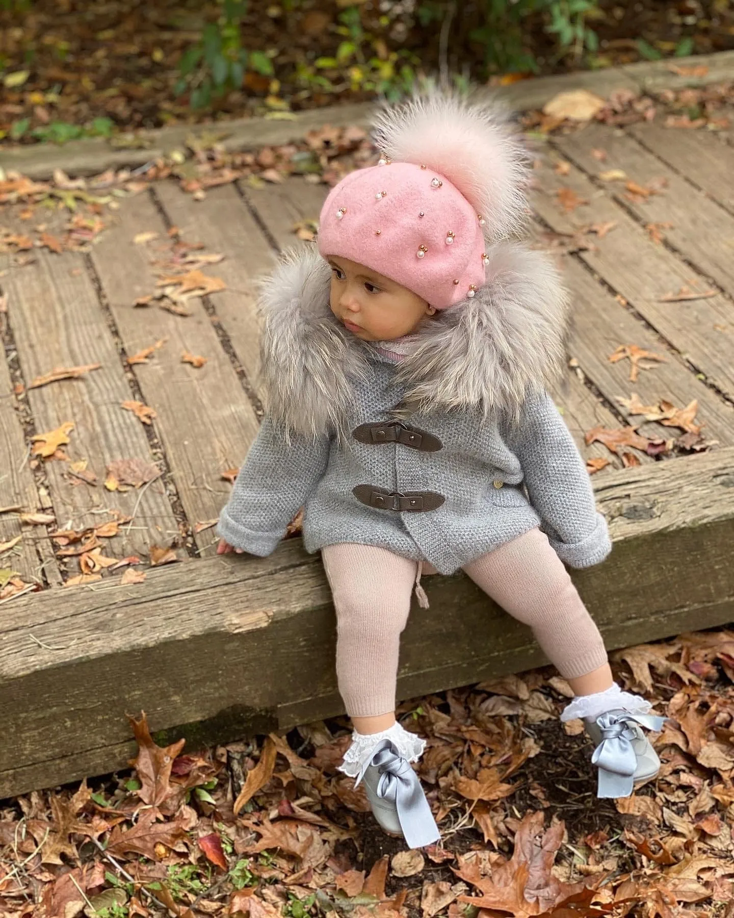 Baby Wool Beret with Pearls