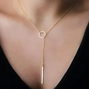 Bar Circle Pendant Jewelry Clavicle Punk Tiny Women Minimalist Dainty Collier Round Unique Necklace