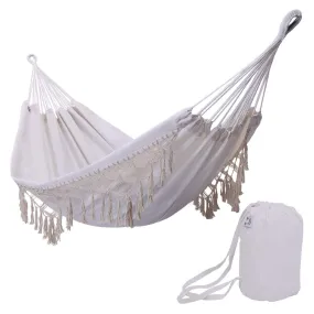 Boho Large Brazilian Fringed Macramé Double Deluxe Hammock Swing Bed - ONCLOUD