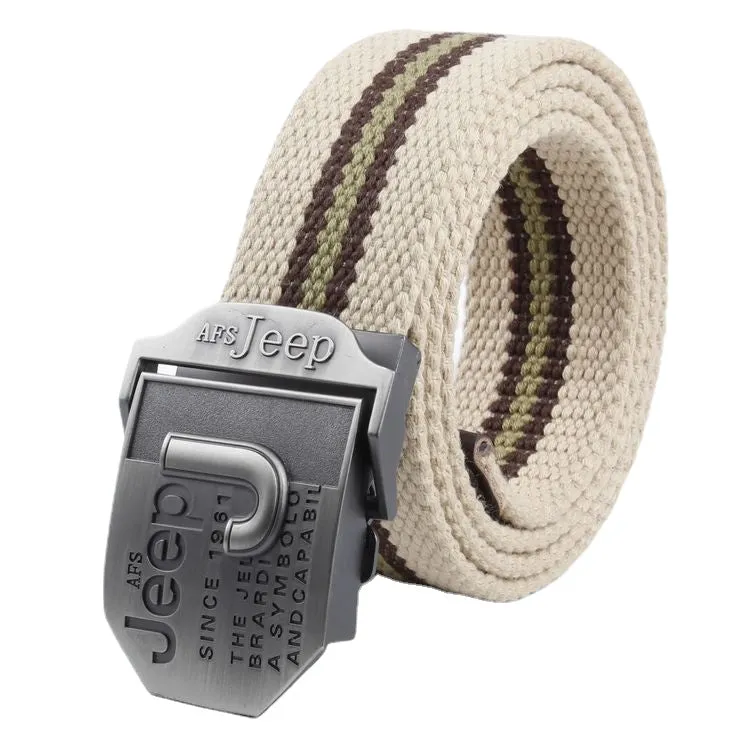 Buckle Casual Weaving Belt Battlefield Canvas Belt Trendy Thickening plus Thick Pants Belt