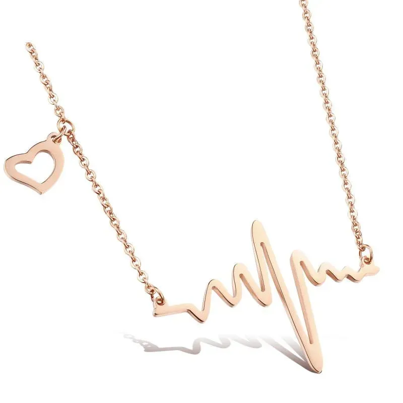 Chain Heartbeat Minimalist Clavicle Women Jewelry Dainty Pendants Collares Heart Wedding Collier Necklace