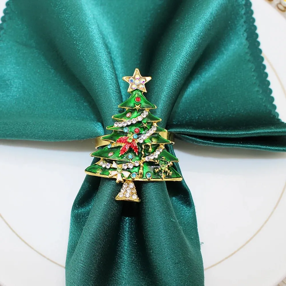 Christmas Tree Metal Napkin Rings- Perfect for Festive Dinners, Weddings, and Banquets