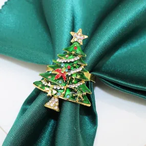 Christmas Tree Metal Napkin Rings- Perfect for Festive Dinners, Weddings, and Banquets