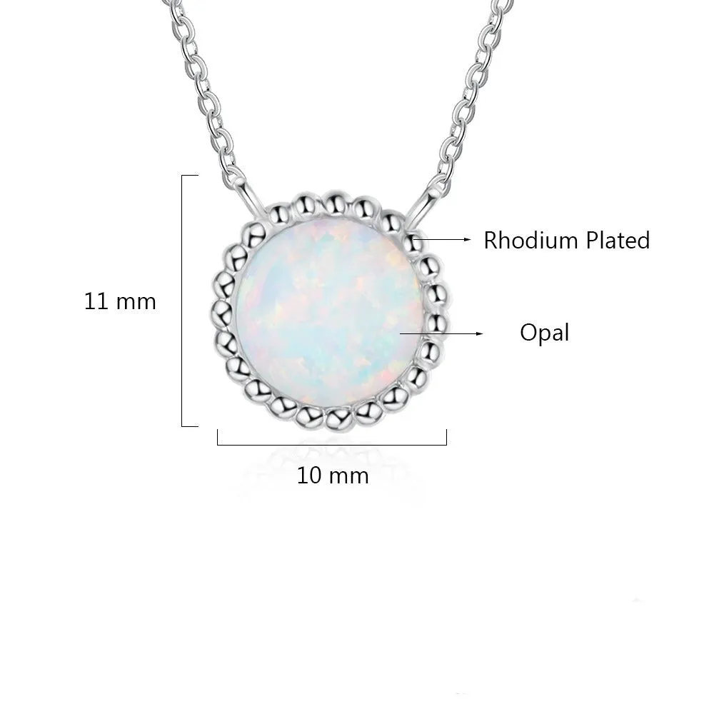 Classic Style Silver White Opal Color Necklace