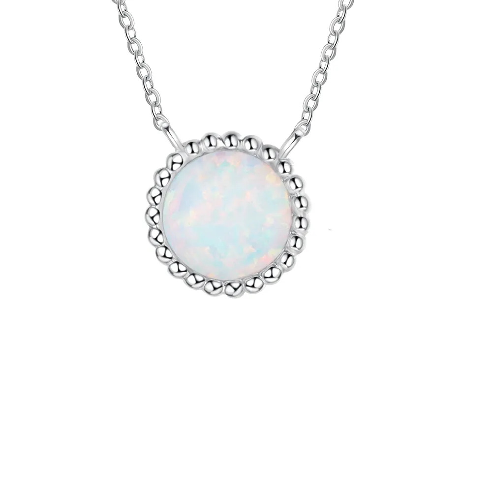 Classic Style Silver White Opal Color Necklace