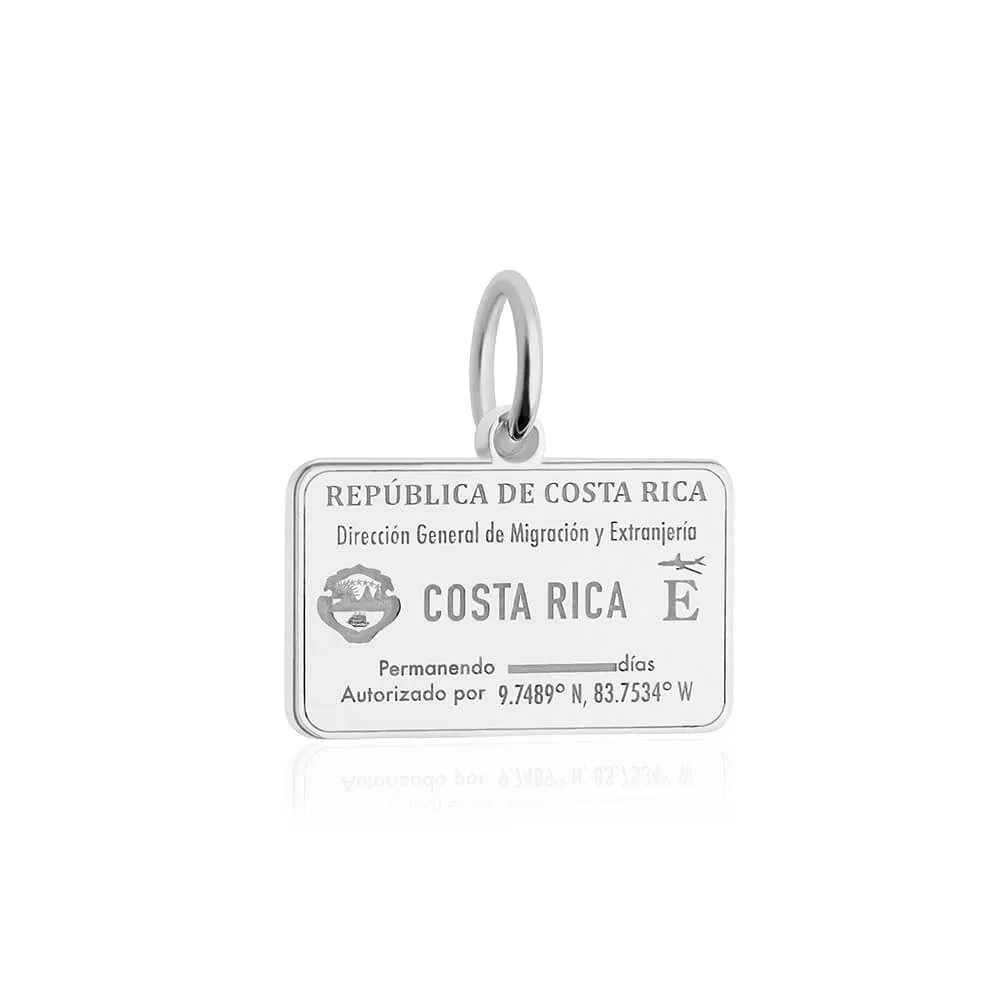 Costa Rica Passport Stamp Charm Silver