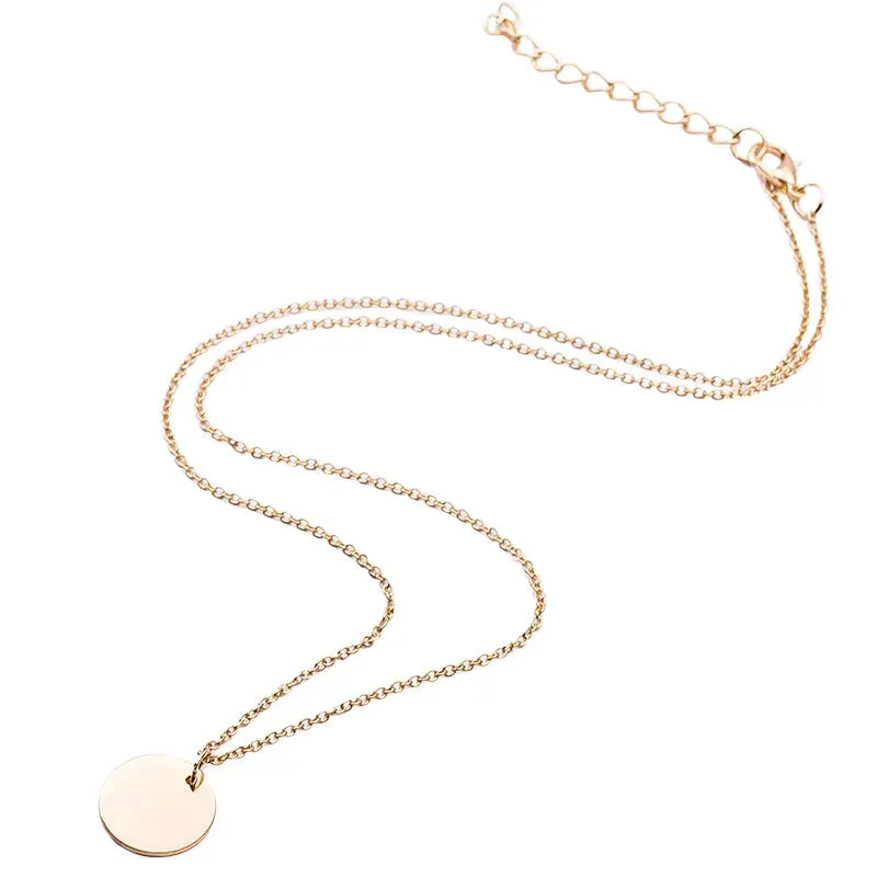 Dainty Fashion Collares Pendant Minimalist Round Clavicle Coin Chain New Women Jewelry Necklace