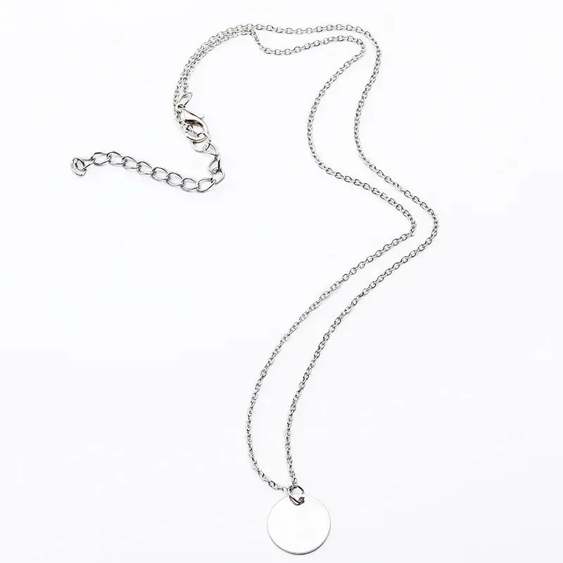 Dainty Fashion Collares Pendant Minimalist Round Clavicle Coin Chain New Women Jewelry Necklace