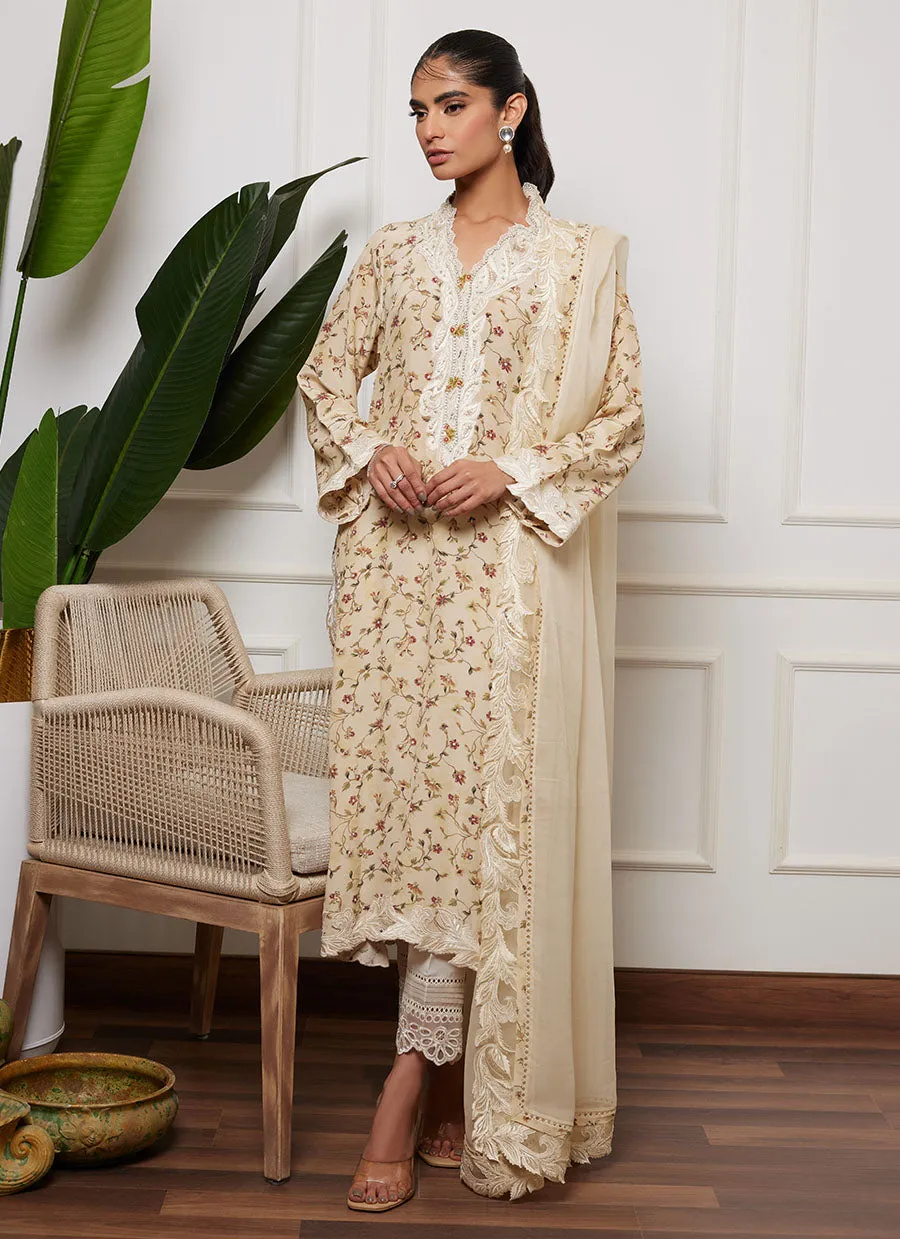 Dendera Ivory Shirt And Dupatta