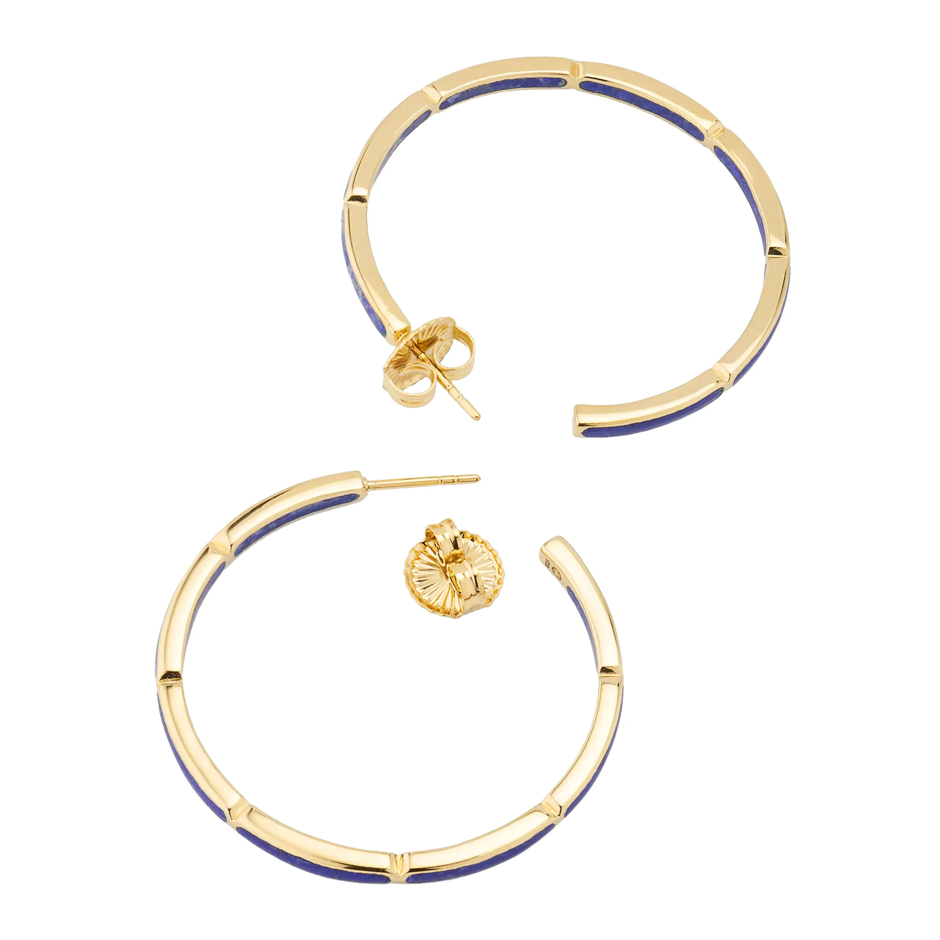 Dual Inlay Gold Vermeil Sterling Hoop Earrings