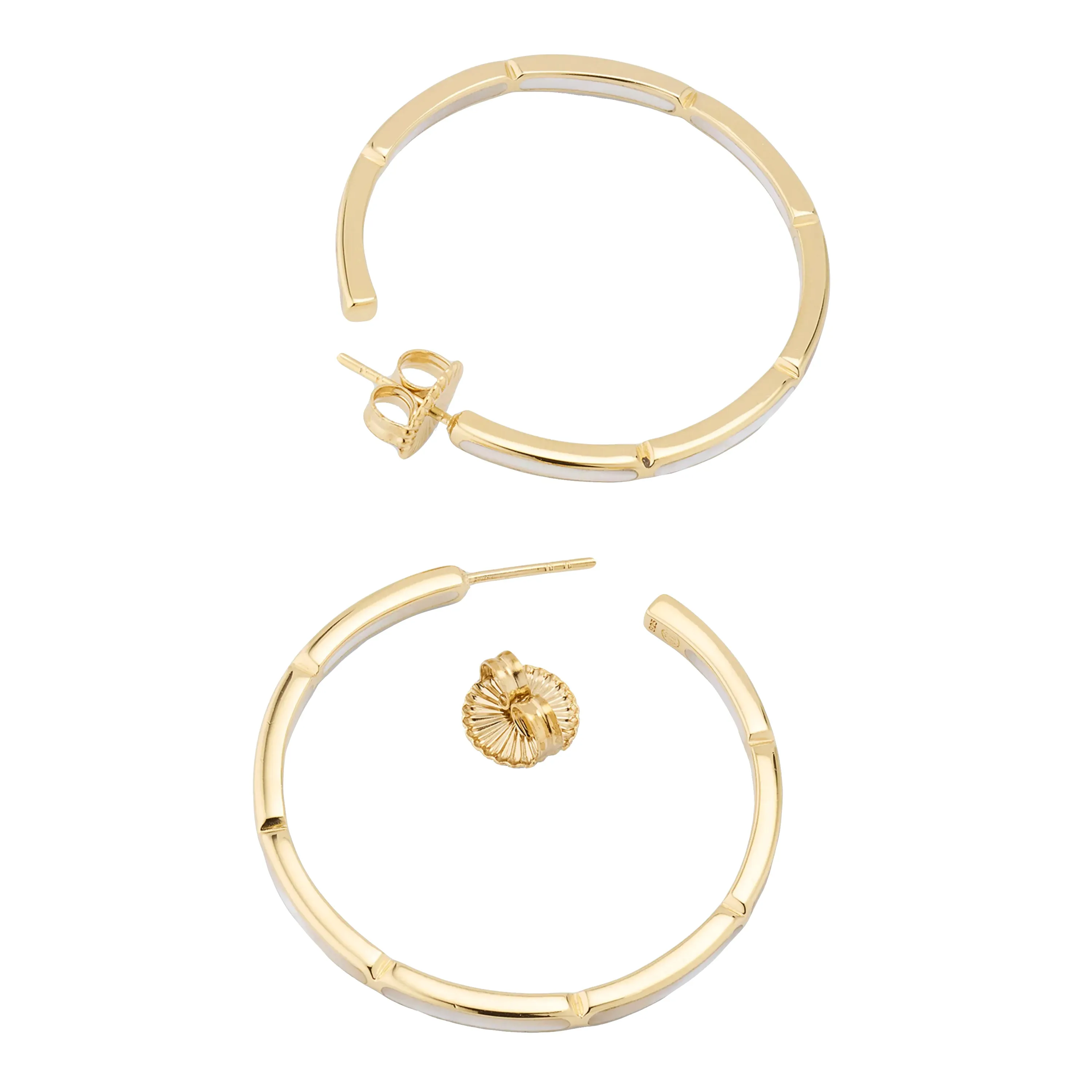 Dual Inlay Gold Vermeil Sterling Hoop Earrings