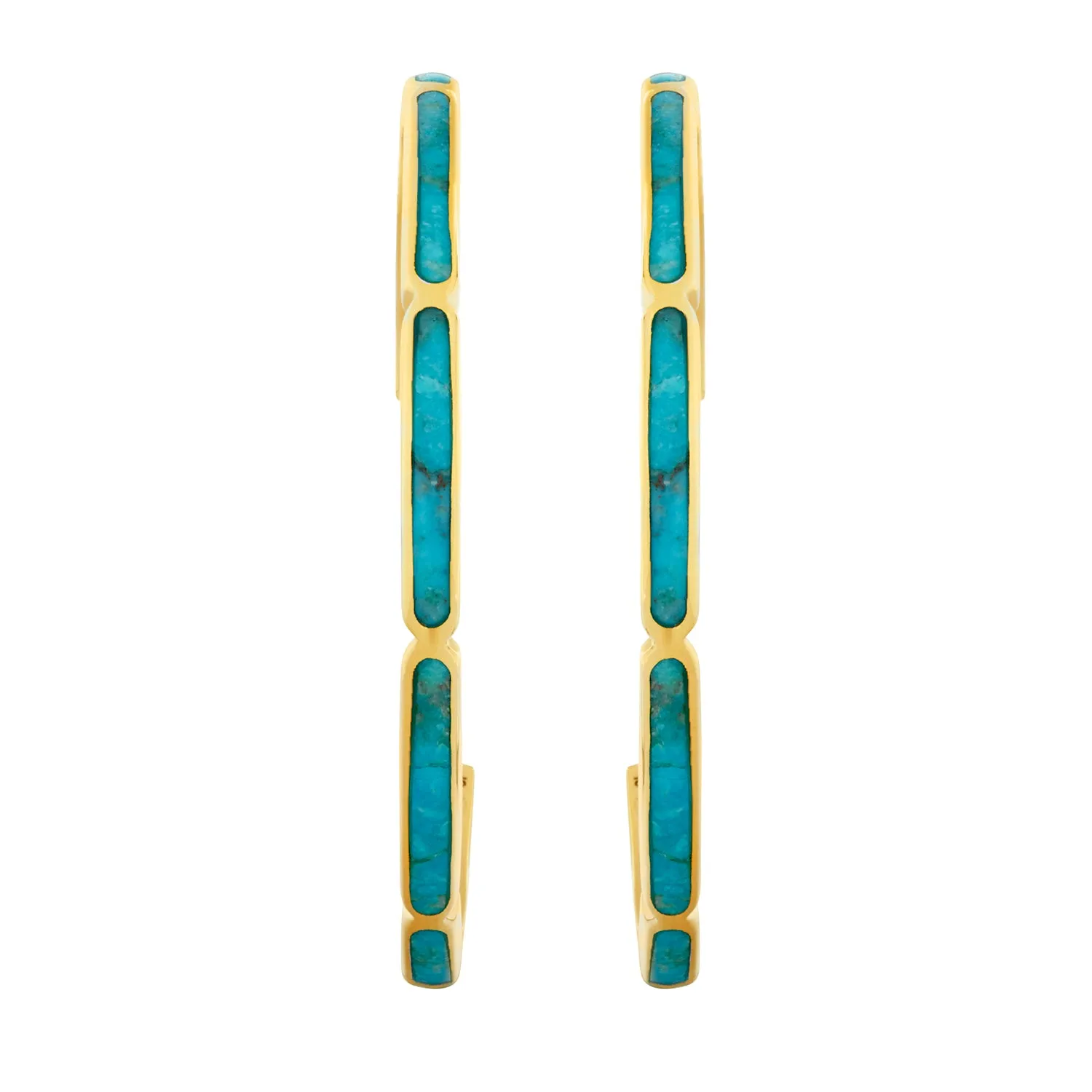 Dual Inlay Gold Vermeil Sterling Hoop Earrings