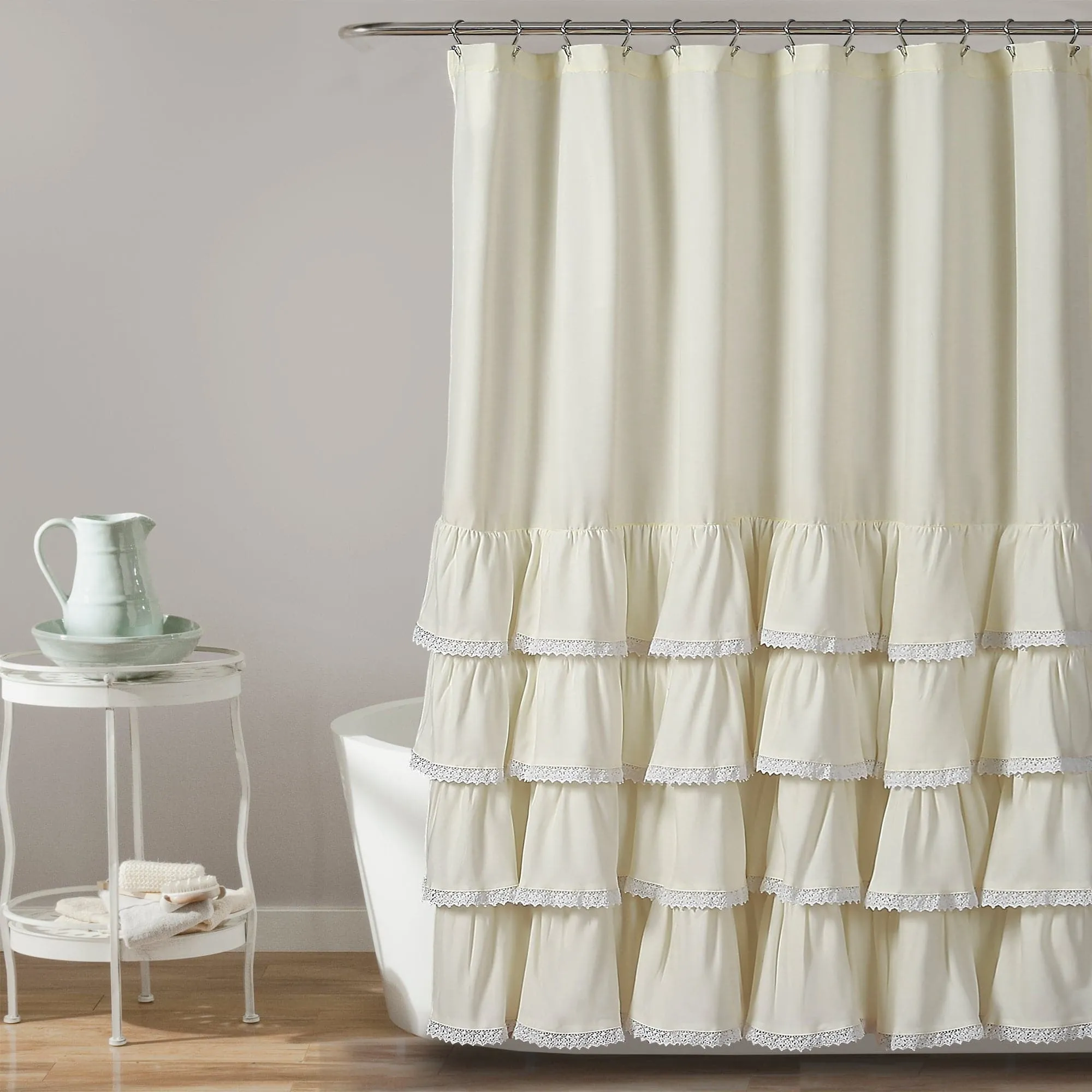 Ella Ruffle Lace Shower Curtain