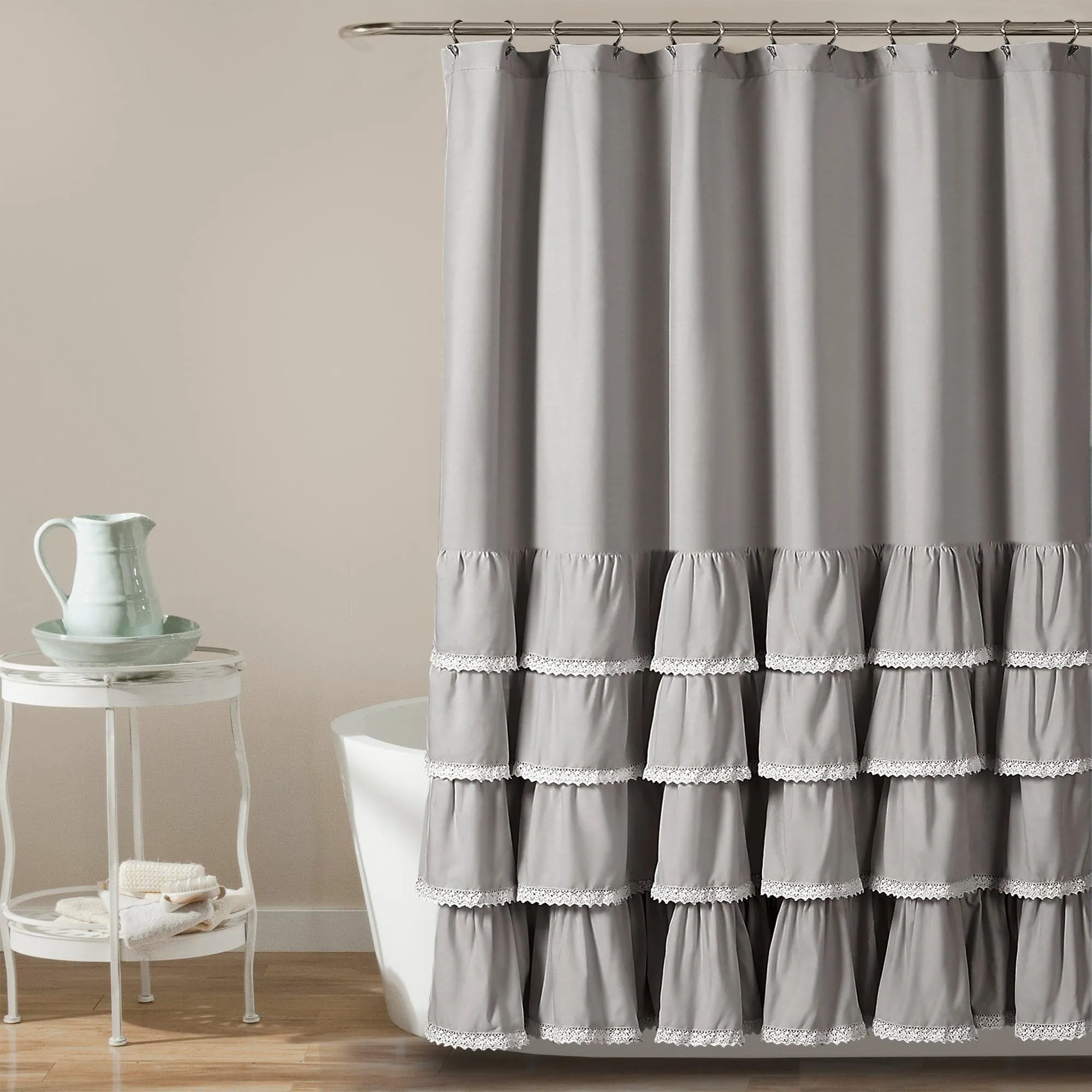 Ella Ruffle Lace Shower Curtain