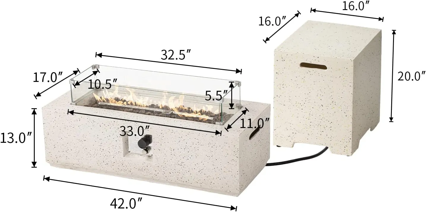 Fire Pit Table Set w Tank Table, 42-inch