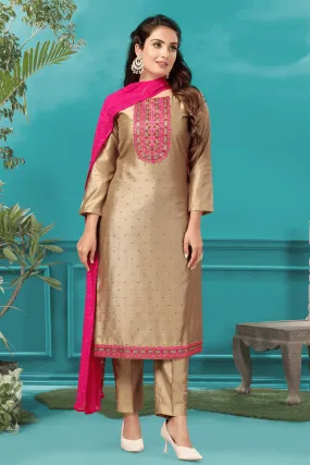 Gold Thread and Sequins work Straight Cut Salwar Suit