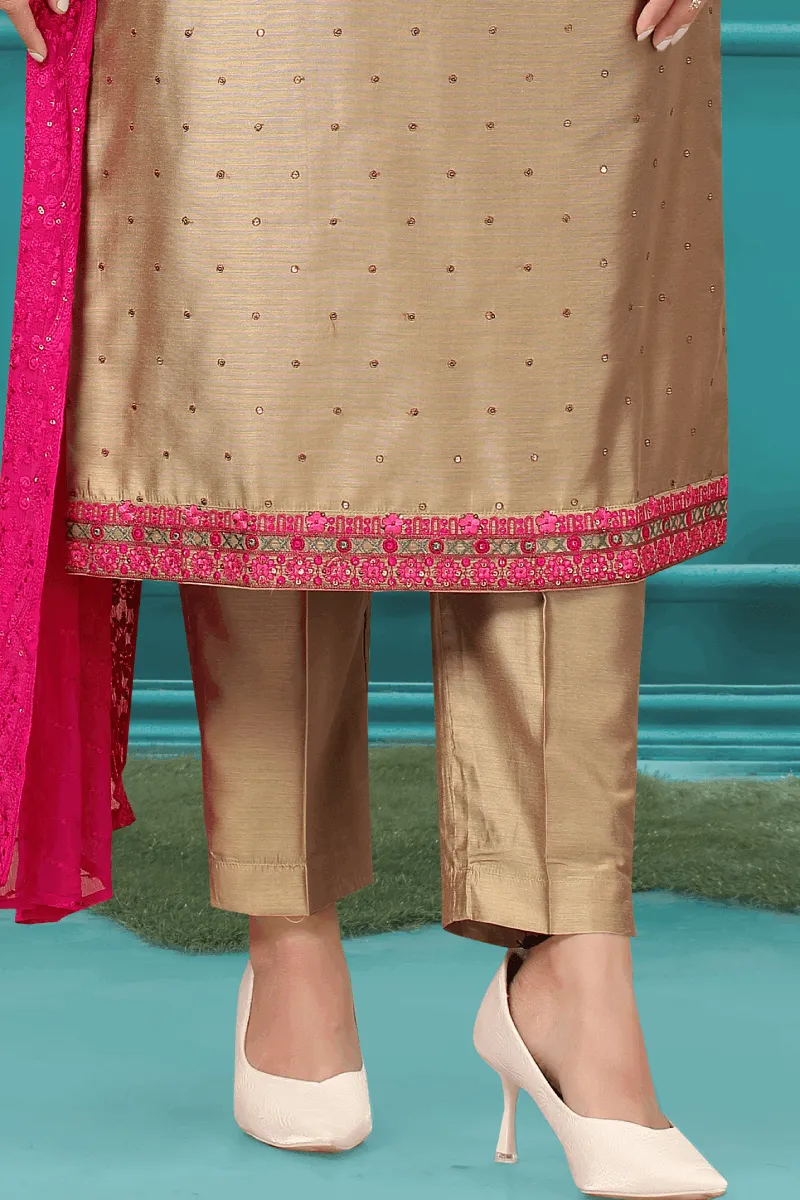 Gold Thread and Sequins work Straight Cut Salwar Suit