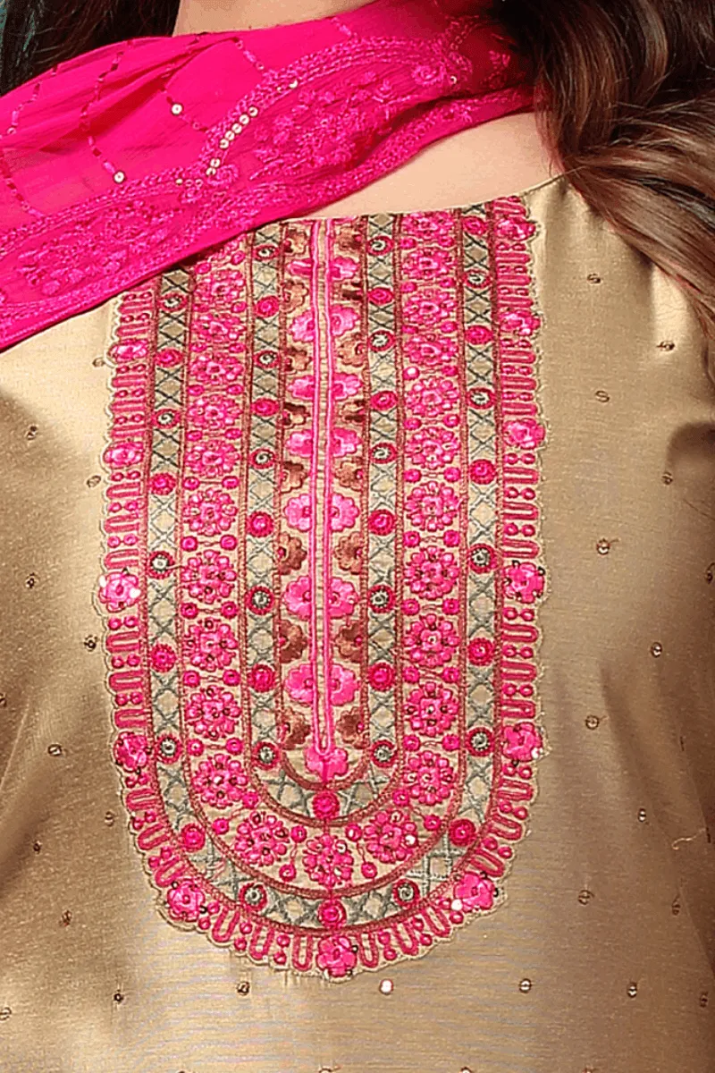 Gold Thread and Sequins work Straight Cut Salwar Suit