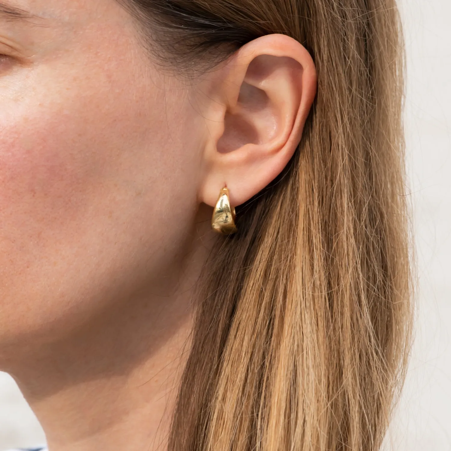 Gypsy Hoop Earrings in Solid Gold - Chunky Gold Hoops