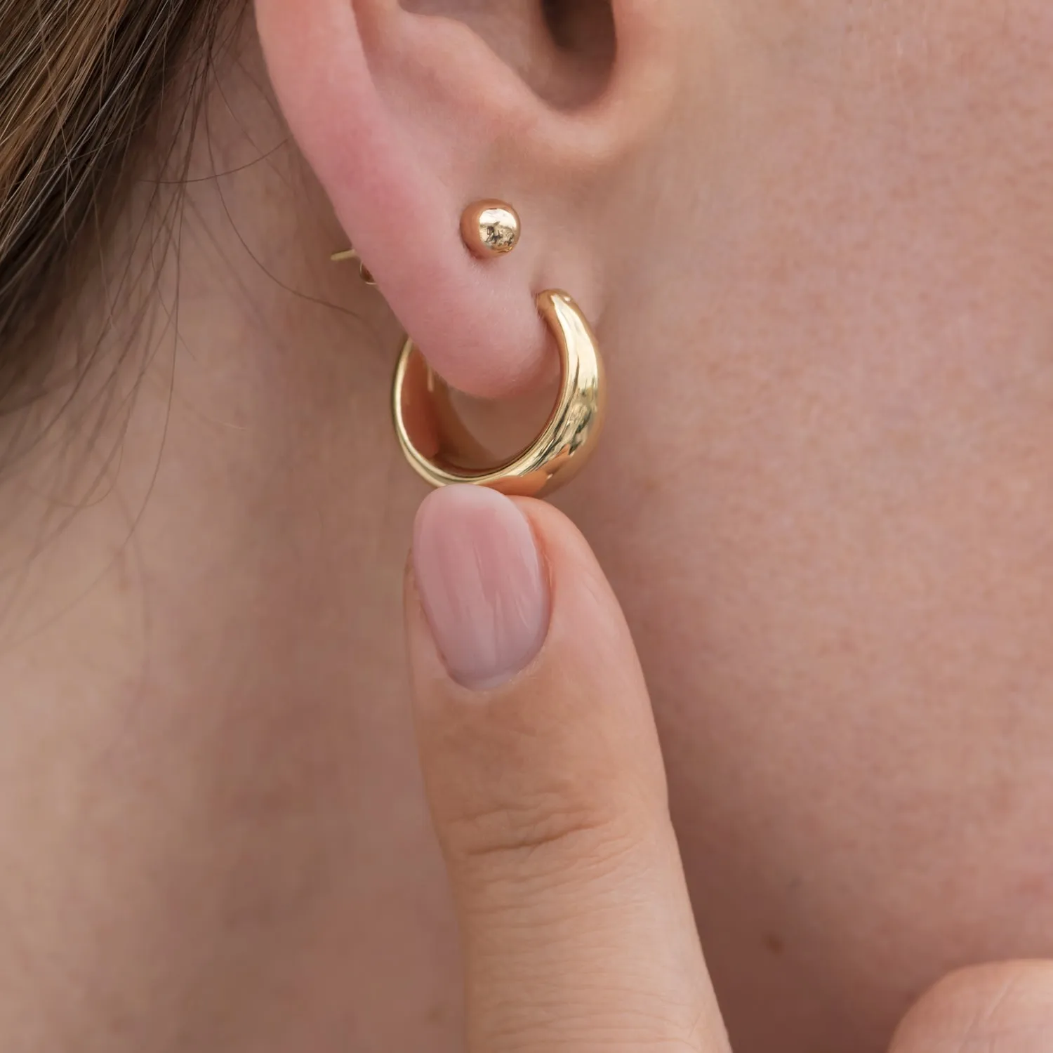 Gypsy Hoop Earrings in Solid Gold - Chunky Gold Hoops