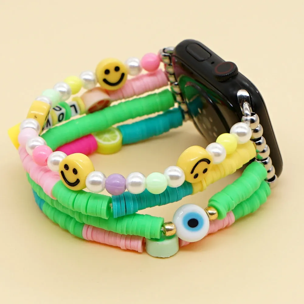 Happy Face Heishi Bracelet Band For Apple Watch Multiple Styles/Colors Available