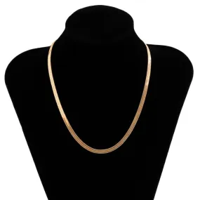 IngeSight.Z Simple Minimalist Copper Flat Snake Chain Choker Necklace Punk V-Shaped Short Collar Clavicle Necklace Women Jewelry