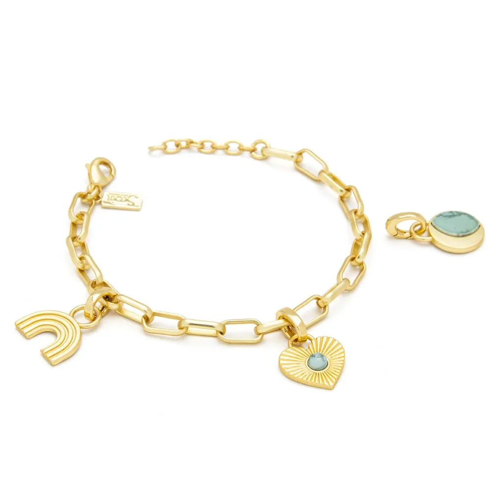 Interchangeable Charm Bracelet - Blue Howlite / Harmony / Gold