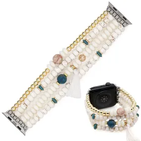 Ivory Beaded Tassel Heishi Bracelet Band For Apple Watch