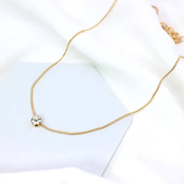 Kpop Women Neck Chain Gold Color Choker Necklaces Thin Chain On The Neck Minimalist Pendant Jewelry 2021 Chocker Collar For Girl