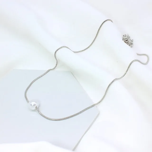 Kpop Women Neck Chain Gold Color Choker Necklaces Thin Chain On The Neck Minimalist Pendant Jewelry 2021 Chocker Collar For Girl