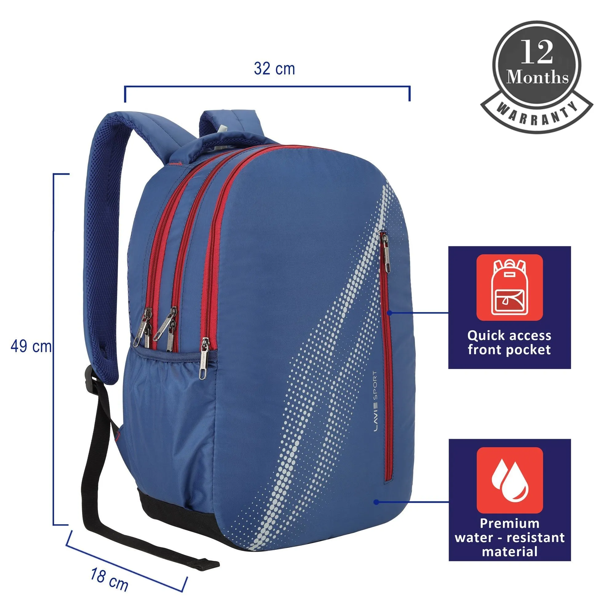 Lavie Sport Atlantis 36L Laptop Backpack For Men & Women | College Bag For Boys & Girls Navy