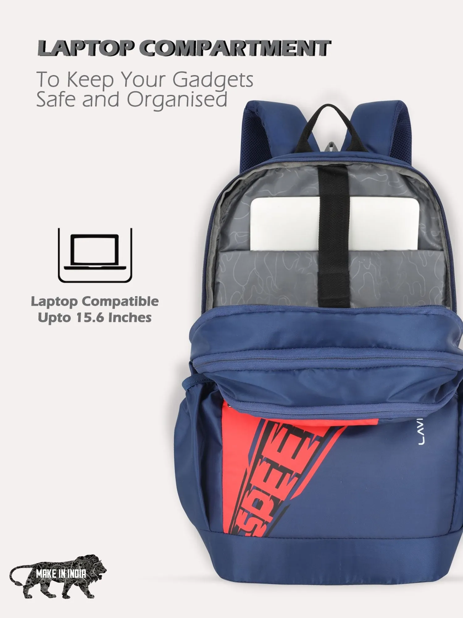 Lavie Sport Superman Speed 33L College Laptop Backpack For Boys & Girls Navy