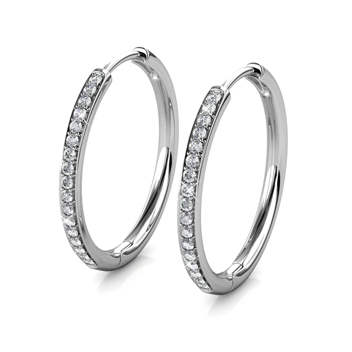 Leslie 18k White Gold Plated Crystal Hoop Earrings for Women