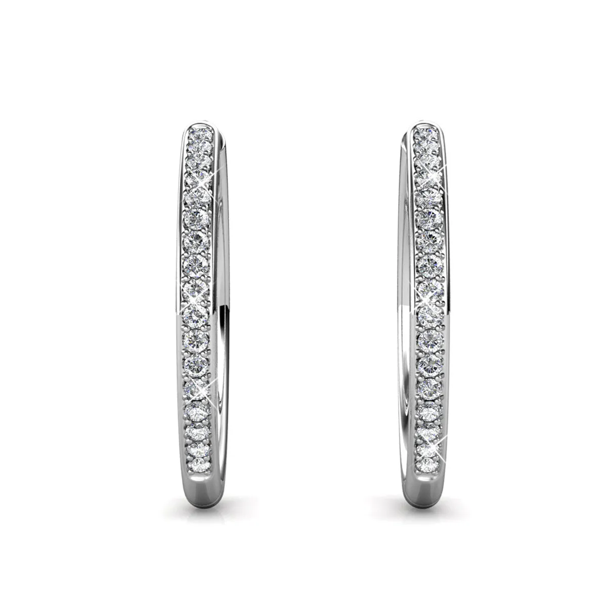 Leslie 18k White Gold Plated Crystal Hoop Earrings for Women