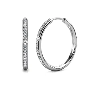 Leslie 18k White Gold Plated Crystal Hoop Earrings for Women